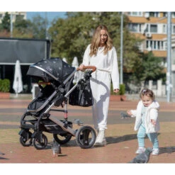 Cangaroo Gala Dark Grey/Silver 3-in-1 Combi Kinderwagen Incl. Autostoel. -Baby Kinderwagen Serie Winkel cangaroo gala black leather 3 in 1 combi kinderwagen incl. autostoel 1