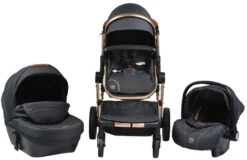 Cangaroo Polly Black 3-in-1 Combi Kinderwagen Incl. Autostoel
