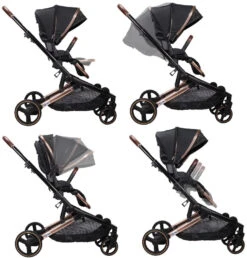 Ding Amigo Black/Rose Tandem Duowagen DI-191706 -Baby Kinderwagen Serie Winkel ding amigo black rose tandem duowagen di 191706 1