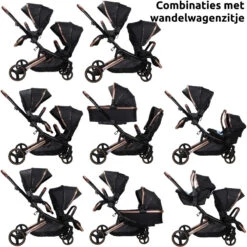 Ding Amigo Black/Rose Tweeling Kinderwagen Incl. 2 Autostoelen DI-191711 -Baby Kinderwagen Serie Winkel ding amigo black rose tweeling kinderwagen incl. 2 autostoelen di 191711 7