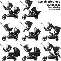 Ding Amigo Black/Silver Tandem Duowagen DI-191704 -Baby Kinderwagen Serie Winkel ding amigo black silver tandem duowagen di 191704