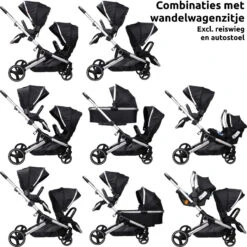 Ding Amigo Black/Silver Tandem Duowagen DI-191704 -Baby Kinderwagen Serie Winkel ding amigo black silver tandem duowagen di 191704 2