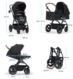 Kinderkraft B-Tour Deep Black 3-in-1 Combi Kinderwagen Incl. Autostoel KSBTOU00BLK3000 -Baby Kinderwagen Serie Winkel kinderkraft b tour 3 in 1 deep black wandelwagen ksbtou00blk3000 22