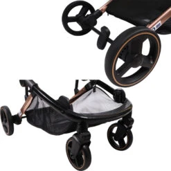 Ding Amigo Black/Rose Tandem Duowagen DI-191706 -Baby Kinderwagen Serie Winkel mamaloes ding amigo rosegoud details2